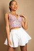 Sequin V Neck Crop Tops