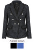 Tweed Fringe Trim Double Breast Blazers