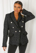 Tweed Fringe Trim Double Breast Blazers