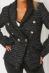 Tweed Fringe Trim Double Breast Blazers