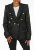 Tweed Fringe Trim Double Breast Blazers