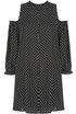Polka Dot Cold Shoulder Shift Dress