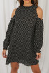 Polka Dot Cold Shoulder Shift Dress