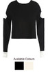 Knitted Cut Out Shoulder Shirt Jumper