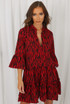 Animal Print Pleated Hem Shift Dress
