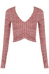 Ribbed Trim V Neck Tops