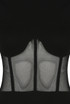 Netted Trim High Neck Ribbed Bodysuit
