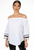 Embroidered Cuffs Off Shoulder Tops