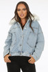 Denim Blue Fur Trim Lace Back Jackets