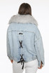 Denim Blue Fur Trim Lace Back Jackets