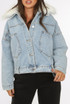 Denim Blue Fur Trim Lace Back Jackets