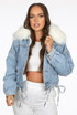 Cropped Denim Fur Trim Jackets