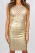Foil Striped Netted Trim Bodycon Dress