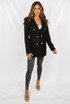 Black Threaded Double Breasted Coat