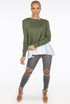 Back Slit Lined Peplum Hem Jumper 
