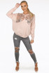 Sequin Bow Trim Round Neck Jumper