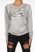 Sequin Bow Trim Round Neck Jumper