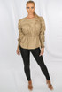 Ruched Elasticated Waist Round Neck Blouse