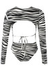 Zebra Print Back Cut Out Knotted Bodysuit