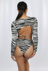 Zebra Print Back Cut Out Knotted Bodysuit
