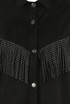 Suede Button Up Tassel Trim Jacket 