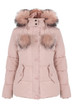 Faux Fur Hood Pom Pom Puffer Jacket