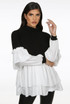 Ribbed High Neck Peplum Jumper - 4 Colours