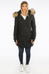Longline Black Puffer Coat With Faux Fur