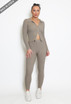 Ribbed Knit Zip Front Cardigan & Trouser Set