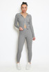 Ribbed Knit Zip Front Cardigan & Trouser Set