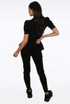 Knitted Short Sleeve Peplum Top & Trouser Set