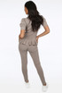 Knitted Short Sleeve Peplum Top & Trouser Set