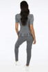 Knitted Short Sleeve Peplum Top & Trouser Set