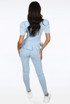 Knitted Short Sleeve Peplum Top & Trouser Set