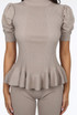 Knitted Short Sleeve Peplum Top & Trouser Set