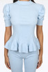 Knitted Short Sleeve Peplum Top & Trouser Set