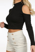 Long Sleeve Ribbed Cold Shoulder Top