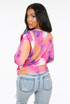 Tie Dye Print Round Neck Tops
