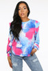 Tie Dye Print Round Neck Tops
