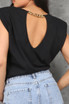 Gold Chain Trim Round Neck Crop Tops