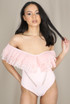 Laser Cut Frill Neck Bodysuit 