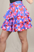 Belted Poppy Print Frill Mini Skirt 