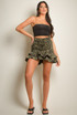 Animal Print Ruched Tier Mini Skirt
