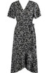 Contrast Floral Print Side Knotted Wrap Dress
