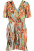 Tie Dye Print Frilled Wrap Dress