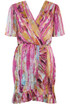 Tie Dye Print Frilled Wrap Dress