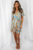Tie Dye Print Frilled Wrap Dress