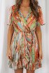 Tie Dye Print Frilled Wrap Dress