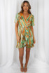 Tie Dye Print Frilled Wrap Dress