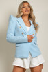 Exaggerated Shoulder Double Breasted Blazer